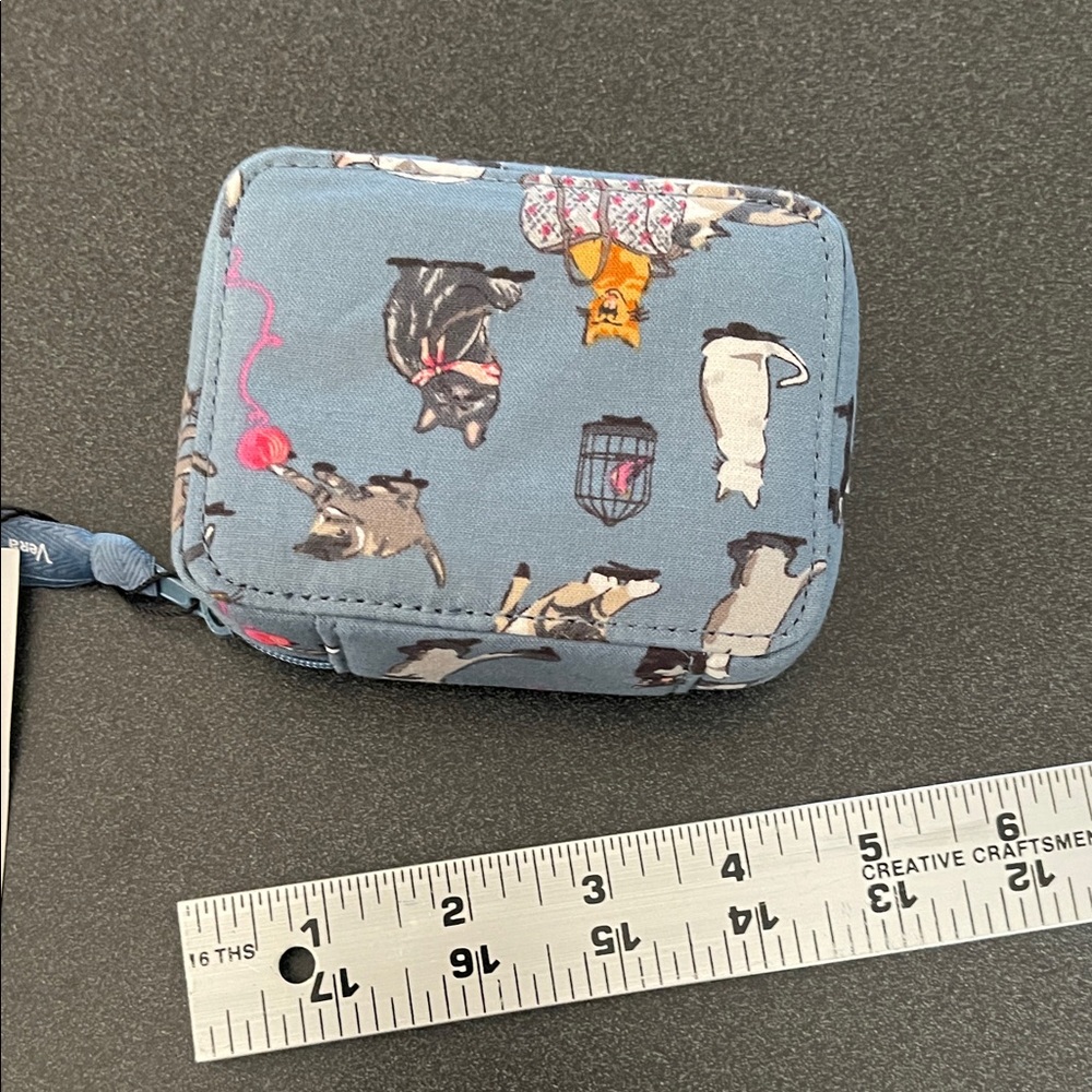 Vera Bradley Light Blue Cat’s Meow Print Mini Zip Pouch - Picture 4 of 6